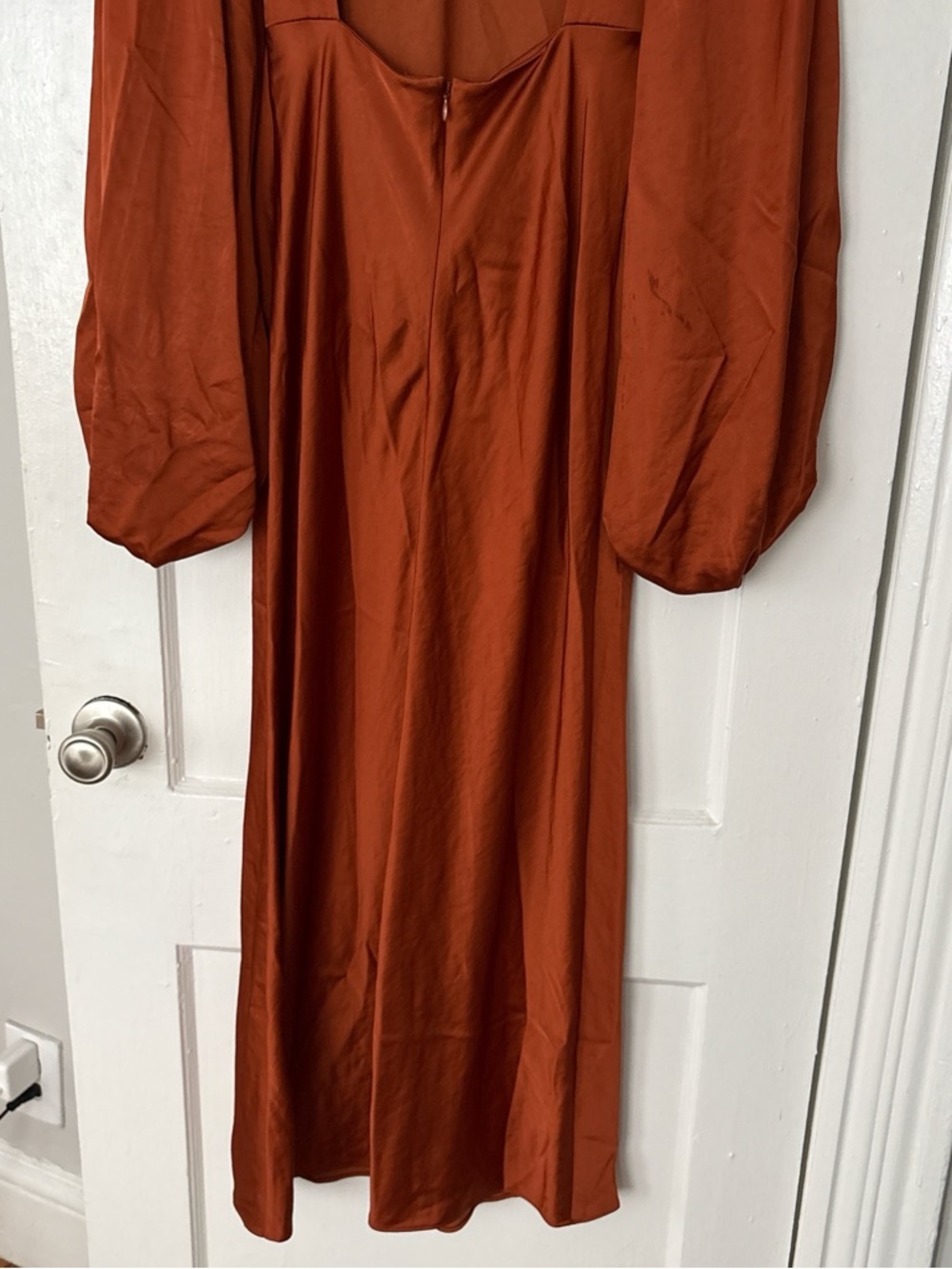 Significant Other Long Sleeve burnt orange satin dress - Picture 4 of 4